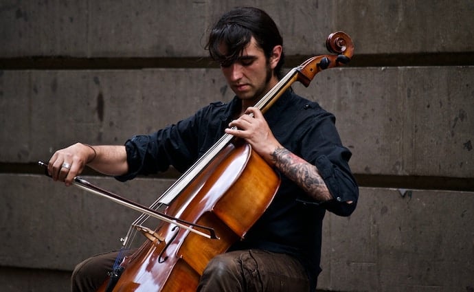 Musician Playing Cello Outdoors