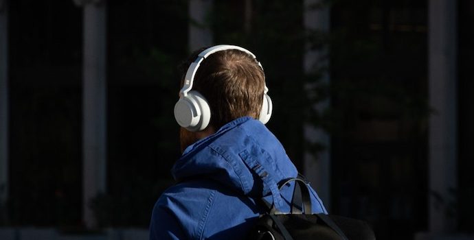 Wearing Microsoft Surface Headphones